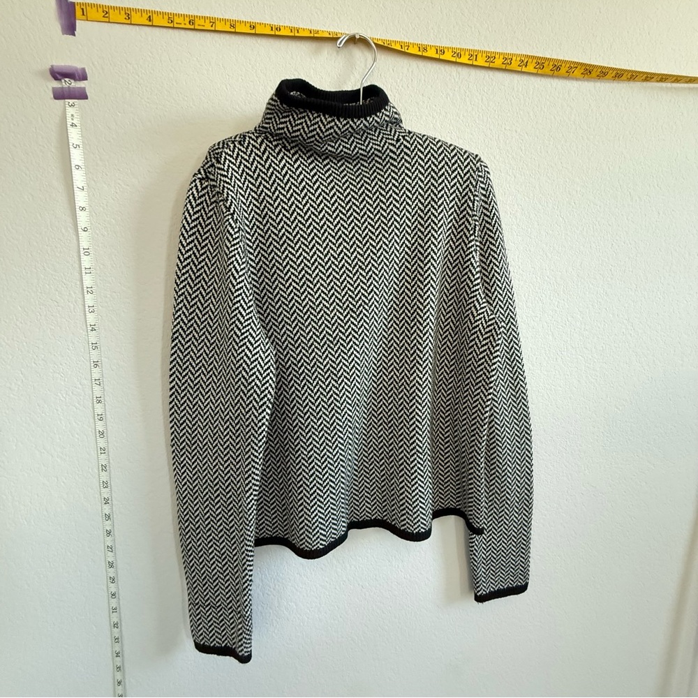 Ralph Lauren‎ Black and White Chevron Turtleneck Sweater XL - Picture 4 of 12